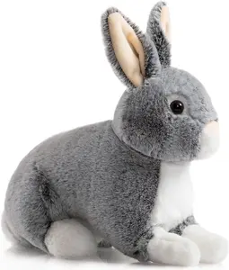 Conejo de peluche Animal relleno Super suave Conejito de Pascua Conejo realista 10 pulgadas Gris