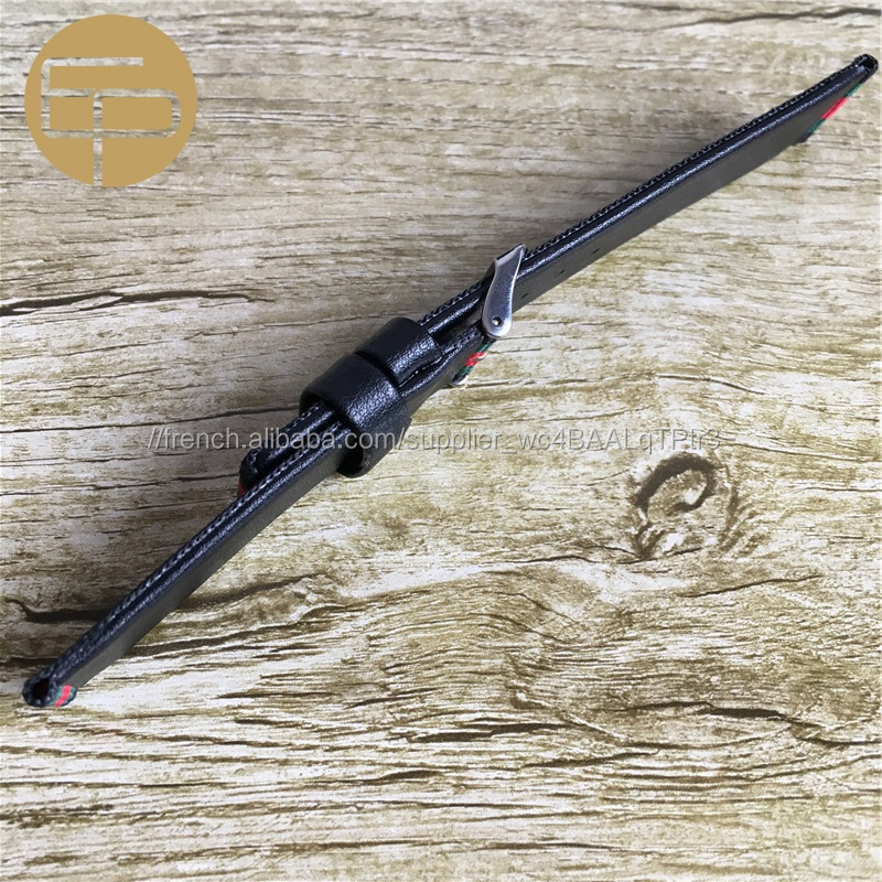 pas cher bas prix rapide 18 20 22 24mm personnalisé mode queue carrée en nylon à rayures en cuir montre sangle fabrication