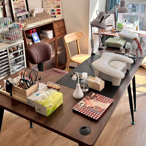Mesa y Silla de Manicura Modernas en Forma de L, de Madera Sólida, Multifuncionales y Fáciles de Limpiar - Product Image 6