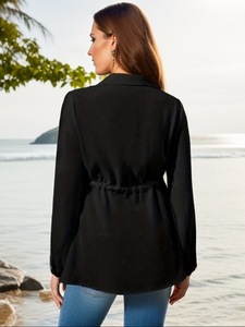 <span class=keywords><strong>Blouse</strong></span> de <span class=keywords><strong>Maternité</strong></span> Unie à Col en V et Manches Longues Tendance - Product Image 4