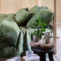 Parure de lit quatre pièces en coton/polyester 100 % couleur unie, vente en gros, style lin français naturel, housse de couette 400TC