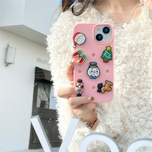 Wholesale 3D Style Young Girls Funny Diy Hole Crocks Phone Case With Christmas Charms Phone Case For Iphone 14 15 Pro Max