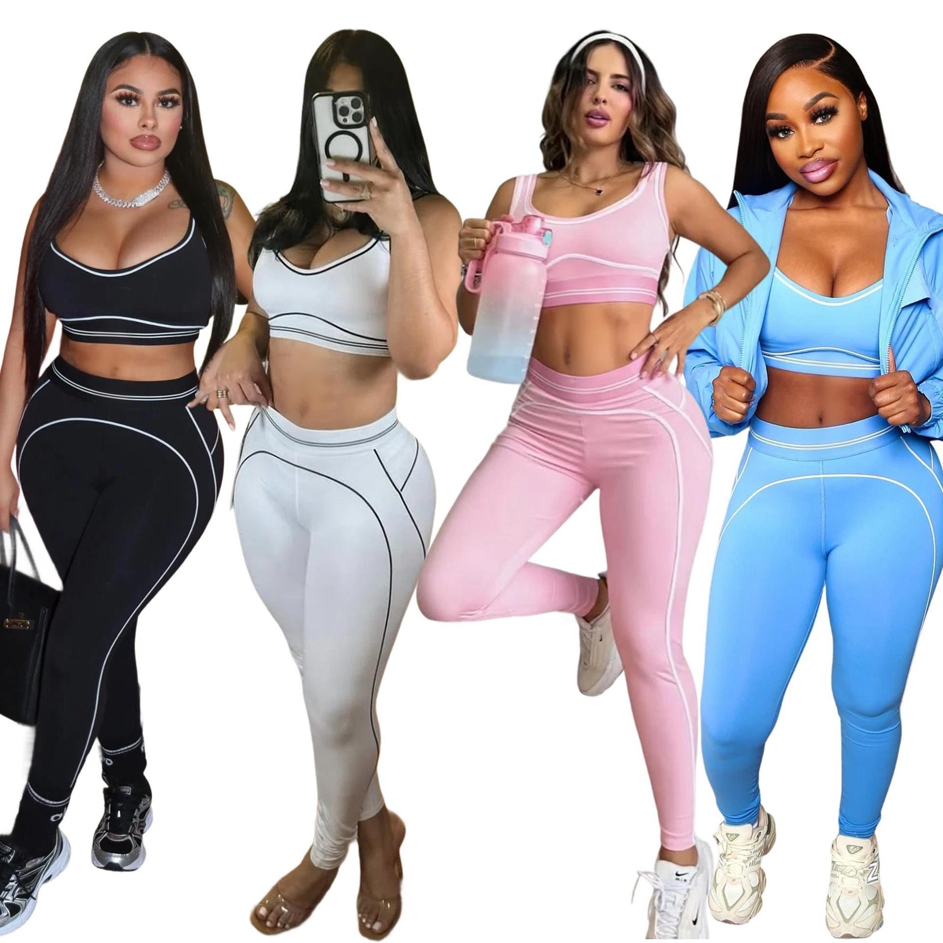 2025 Summer Sleeveless Sports Vest Breathable High Waist Hip Lift Tummy Control Fitness Yoga Sets for Women