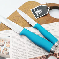 Ensemble de 5 couteaux de cuisine en acier inoxydable avec poignée en PP revêtu de caoutchouc pour la maison