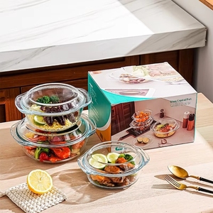 Bol en verre de haute qualité en borosilicate résistant à la chaleur, compatible four et micro-ondes, avec couvercle en verre - Product Image 6