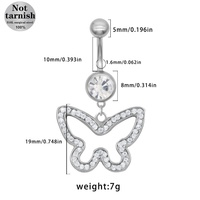 Gaby Nouveau Piercing de Nombril Étanche en Acier Inoxydable 316L Plaqué Or, Fait Main, avec Zircon Mignon, pour Danse du Ventre et Mariage d'Enfants