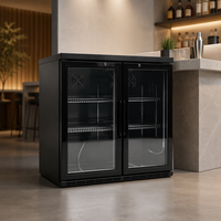 Réfrigérateur à boissons avec double porte vitrée pour comptoir de bar, refroidissement par air, idéal pour hôtels et restaurants