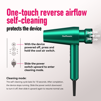 Sèche-cheveux FirePhoenix M2 MAX 2800W 80000RPM avec moteur sans balais, buse magnétique ionique, auto-nettoyant, 485g, double tension 127V-240V