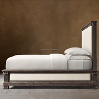 Lit en tissu Mayfair Grand Frame, meubles en chêne massif de style américain classique, lit de luxe au design traditionnel pour chambre à coucher, meubles en bois