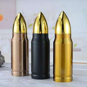 กระติกน้ำสุญญากาศสแตนเลสทรงกระสุน พกพาสะดวก สำหรับเล่นกีฬา สีเขียวทหาร ทอง ดำ ทองแดง ของขวัญ กระติกเก็บความร้อน - Product Image 3