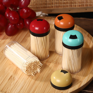 Cure-dents en bois jetables avec capuchons colorés, 100-200 pièces par tube, pour usage domestique et hôtelier - Product Image 2
