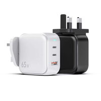 Nouveau chargeur mural pliable double Type-C QC 3.0 65W tendance avec charge rapide pour téléphones portables, tablettes, écouteurs et appareils photo