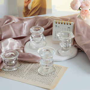 Romantische Kerzenhalter Halter Klarglas Kerzenhalter Kegel Kerzenhalter Halter Set für Wohnkultur Hochzeits feier - Product Image 1