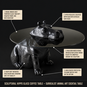 2025 prezzo di fabbrica tavolo da tè rotondo di Design animale moderno <span class=keywords><strong>salotto</strong></span> in <span class=keywords><strong>vetro</strong></span> temperato ippopotamo <span class=keywords><strong>tavolino</strong></span> - Product Image 4