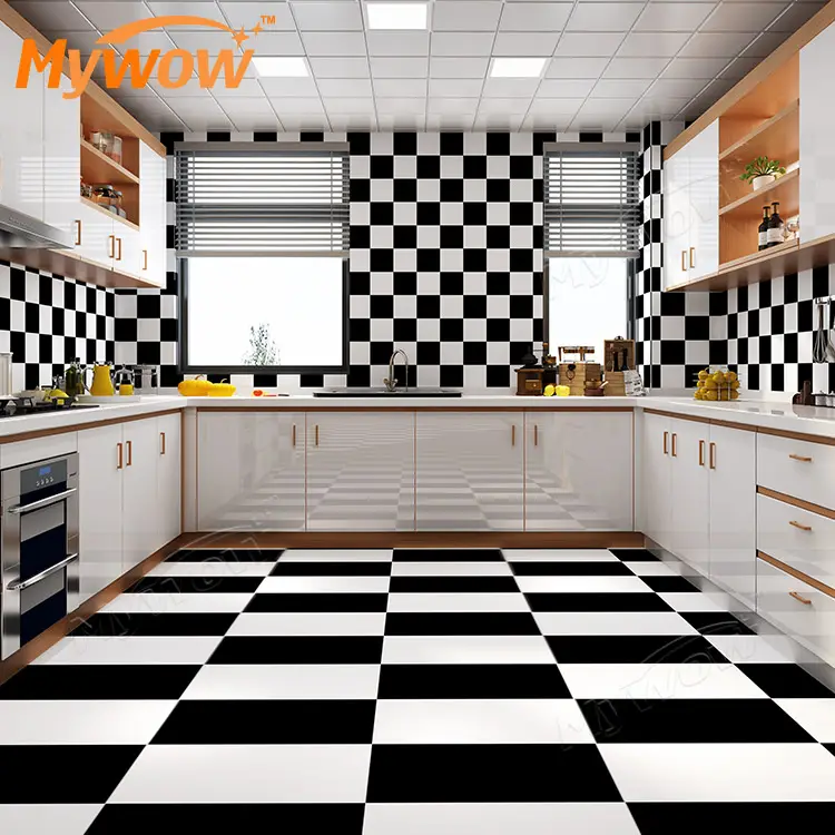 Trend 2019! SXP/PVC floor covering white and black vinyl wallpaper