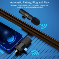 K15 mikrofon wawancara nirkabel, ponsel Lavalier Lapel 3 dalam 1 untuk iPhone / Android