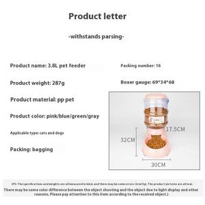 Tempat Makan dan Minum Hewan Peliharaan Otomatis Kapasitas Besar 3.8L dari Plastik untuk Kucing dan Anjing - Product Image 5