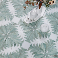 Mosaïque en marbre personnalisée Centurymosaic, mosaïque en marbre vert Ming et onyx blanc, mosaïque de pierres florales pour la décoration des murs et des sols de villas