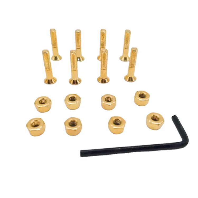 Professional Gold Color 1 inch Allen Head Skateboard Screws and Nuts with Allen Key