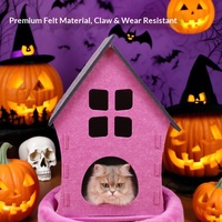 Lit pour chat en feutre Halloween, chaud, respirant, style château, durable, couleur personnalisée, nid pour animaux de compagnie de dessin animé pour toutes les saisons