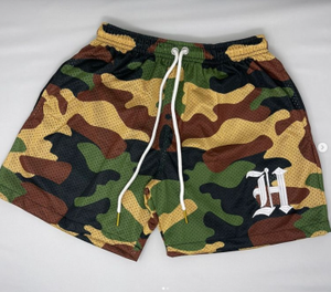 Shorts de basketball brodés sur mesure OEM, séchage rapide, transfert thermique, pour hommes grandes tailles, avec poches, fermetures éclair, genoux en mesh, 100% - Product Image 2