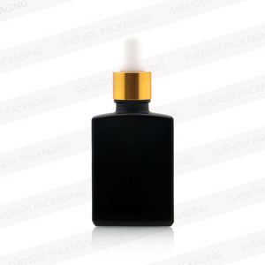 Grosir 15/30/100ml Matte hitam persegi panjang botol penetes kaca untuk minyak jenggot dengan pipet tetes - Product Image 5