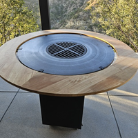 Ensemble barbecue en acier Corten / Barbecue extérieur au charbon de bois en métal avec table de cuisson, foyer à bois