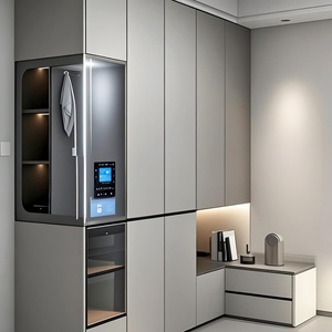 Stylish Modern Minimalist <b>Wood</b> Bedroom Set <b>Wardrobe</b> with Desk and Bookshelf for Apartment and Villa - Product Image 3