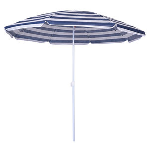 Parasol de protección UV para exteriores, sombrilla de playa con patrón de rayas, color blanco, azul marino, con bolsa de transporte, servicio OEM - Product Image 2