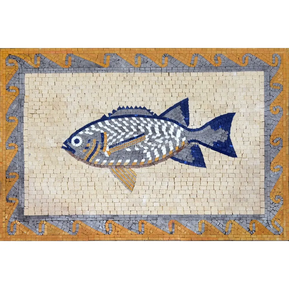 Balık Mozaik Denizcilik Sınır dekorasyon için Sanat mozaik boyama mutfak mozaik