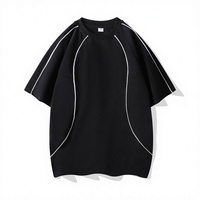 Sans logo, en stock, OEM et ODM disponibles. T-shirt unisexe décontracté tendance été, 260G, style rétro américain, avec ligne lumineuse