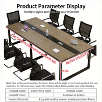 Table de conférence de bureau moderne minimaliste extensible et écologique - 1,6 m - 6 m - Gestion intégrée des câbles - Usage commercial intensif