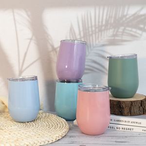 Sublimation de 12oz Logo personnalisé Double paroi en acier inoxydable isolé tasse à café de voyage tasse à vin thermos gobelet en forme d'oeuf - Product Image 1