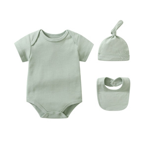 Conjunto de Algodón de Varias Piezas para Bebé, Conjunto de Mameluco de Color Liso para Recién Nacido, Conjunto de Mameluco de Color Puro para Bebé - Product Image 4