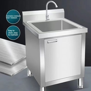 Évier <span class=keywords><strong>de</strong></span> cuisine en acier inoxydable commercial fait à la main, armoires à double bac, lavabo autoportant pour usage domestique et restaurant, robinet - Product Image 3