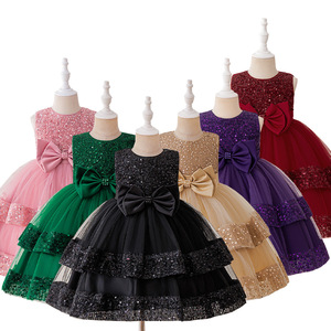 Robe de princesse à sequins pour enfant, robe de demoiselle d'honneur pour fille, tenue de spectacle, robe de soirée pour bébé, tenue de scène formelle pour tout-petit, vêtements de danse - Product Image 1