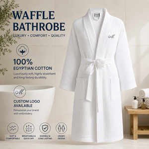Accappatoio in spugna waffle per hotel con logo ricamato personalizzato, 100% cotone egiziano, <span class=keywords><strong>set</strong></span> di <span class=keywords><strong>accappatoi</strong></span> di lusso per hotel e spa. - Product Image 3