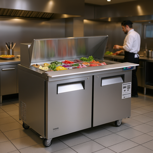 Mesa de Preparación de Sándwiches y Ensaladas Vevor de 48 Pulgadas, 2 Puertas, 18 Recipientes, Equipo de Refrigeración Comercial - Product Image 2