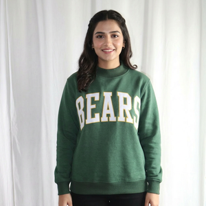 Sudadera con Capucha BEARS HUNTER GREEN, 100% Algodón, Apliques de Terciopelo, Bordado, Impresión Digital, CLUSH SPORTS, Talla Grande, Invierno - Product Image 1