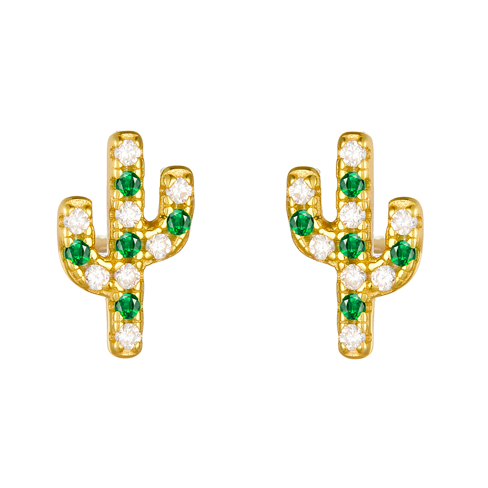 Fashion 925 Sterling Silver Colorful CZ Cactus Stud Earring Fine Jewelry  for Women| Alibaba.com