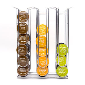 Support de capsules de café <span class=keywords><strong>DOLCE</strong></span> <span class=keywords><strong>GUSTO</strong></span> en métal argenté 36 compartiments, support moderne à cinq niveaux, rangement pratique pour outils à main - Product Image 1