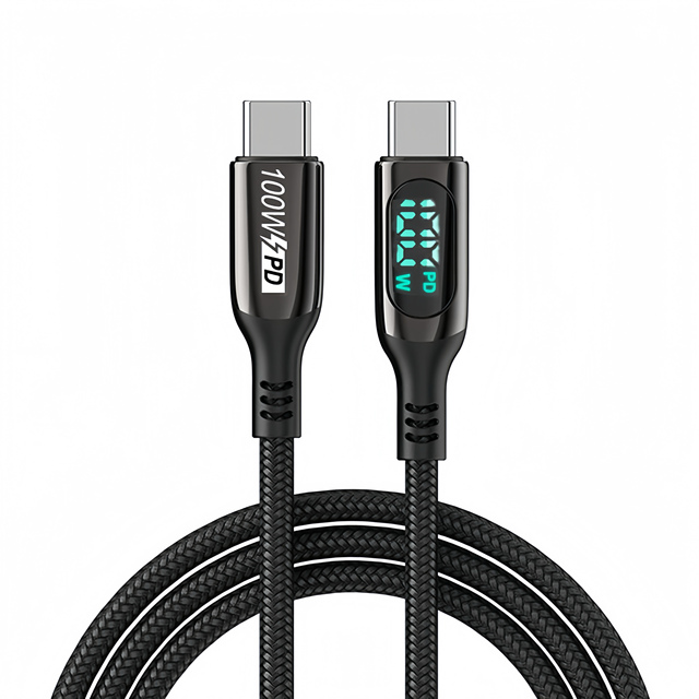 100W PD USB-C to USB-C Cable Fast Charging with Digital Display, Durable Braided Cord Wholesale Pricing