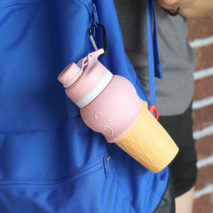 Nouvelle bouteille d'eau pliable en silicone colorée, légère et compacte, au design unique, brevetée BSCI, pour enfants - Product Image 6