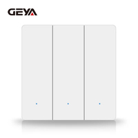Interrupteurs d'éclairage sans fil GEYA norme UE 86*86mm, Wi-Fi 3 gangs 1 voie, interrupteur mural tactile intelligent Wi-Fi, avec neutre et ligne sous tension
