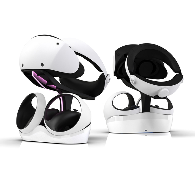 Honcam Charging Station for PS VR2 With RGB Light Vertical Charging Stand Dock Support for PSVR2 Headset Display Accessories