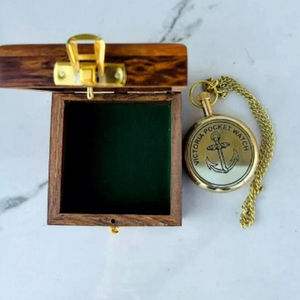 Reloj de Bolsillo Elgin Vintage Coleccionable ALFA-NAUTICAL, Victoria, Grabable, Hecho a Mano, de Latón, con Caja de Madera, para Regalos de Cumpleaños - Product Image 2