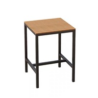 Table et chaises de bar d'extérieur, imperméables, résistantes au soleil, en plastique imitation bois, table longue pour café et chaises, tabourets muraux et table haute