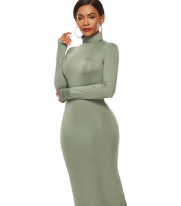 2022新款时尚针织纯色性感迷你连衣裙长袖秋季紧身连衣裙女 - Product Image 3