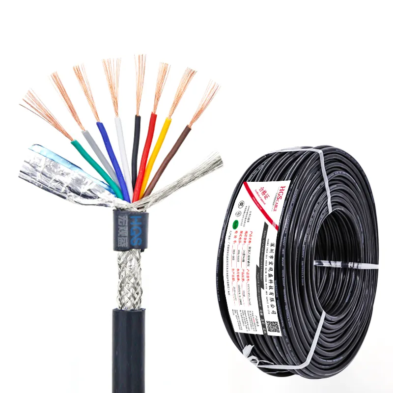 Sensor link line 8core*0.3 0.5 0.75mm flexible color shielded cable bare copper CL wries