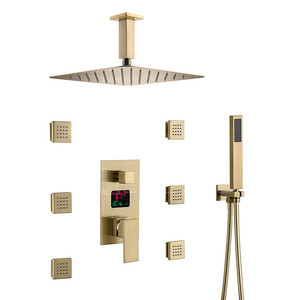 Dima-Juego de ducha LED, cabezal de ducha de cascada, grifo cuadrado termostático de alto flujo - Product Image 5